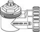 Winkelanschluss mit Anschlussgewinde und einem Einstellmechanismus, hergestellt von IMI Hydronic Engineering, zur Verbindung von Thermostatköpfen und Stellantrieben.